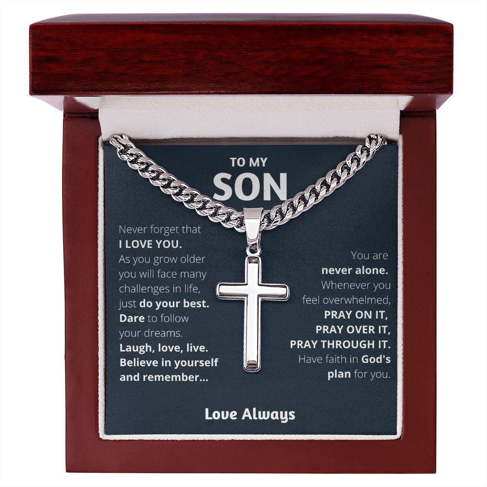 To My Son from Mom Waterproof Cross Chain