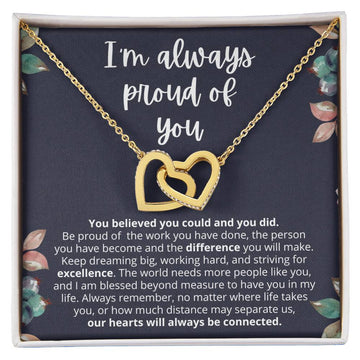 Graduation Gift for Her Interlocking Heart Necklace