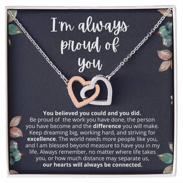 Graduation Gift for Her Interlocking Heart Necklace