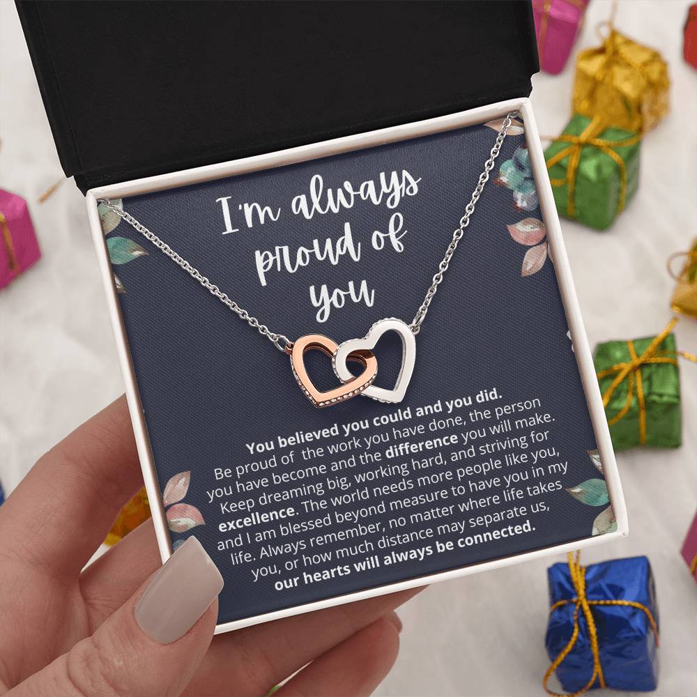 Graduation Gift for Her Interlocking Heart Necklace