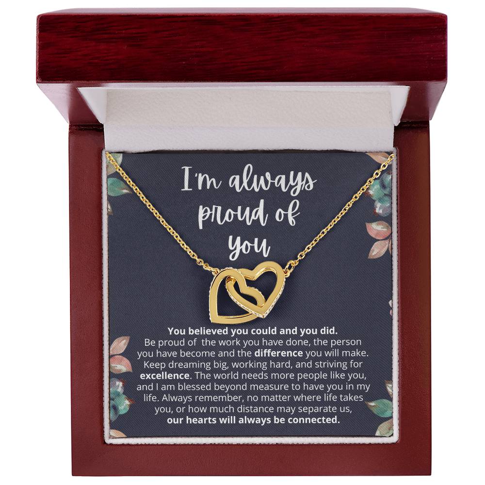 Graduation Gift for Her Interlocking Heart Necklace