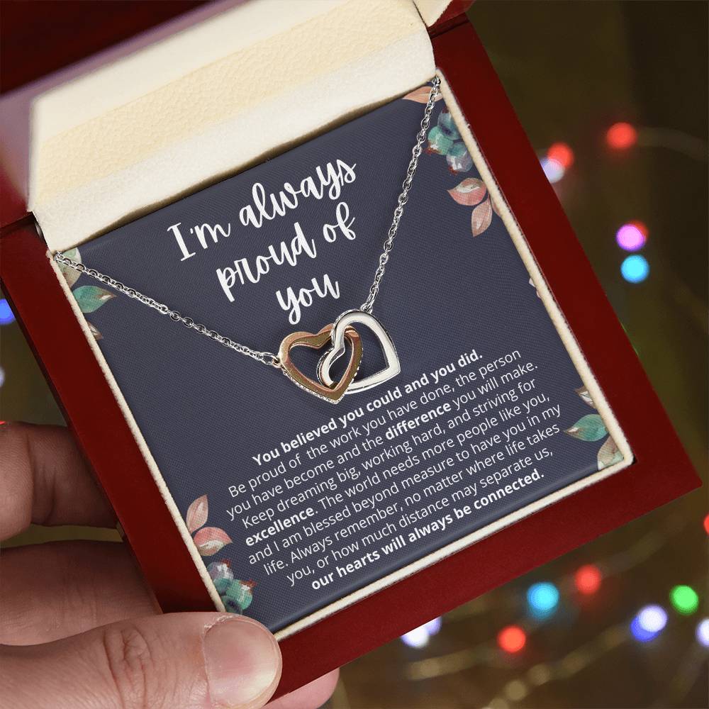 Graduation Gift for Her Interlocking Heart Necklace