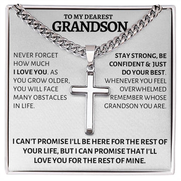 Cross Pendant | Sentimental Gift for Grandson from Grandma or Grandpa