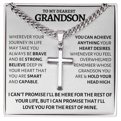 Grandson Gift from Grandma or Grandpa | Unique Cross Necklace for Him