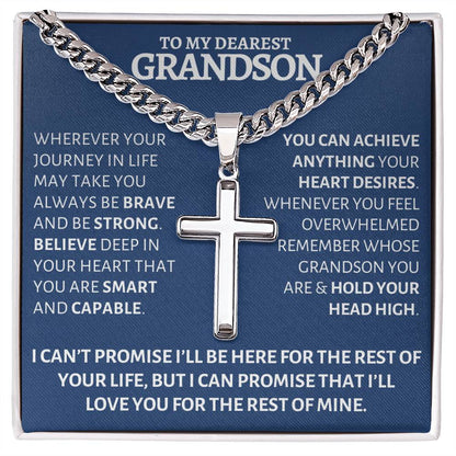 Gift for Grandson from Grandma or Grandpa | Unique Cross Pendant