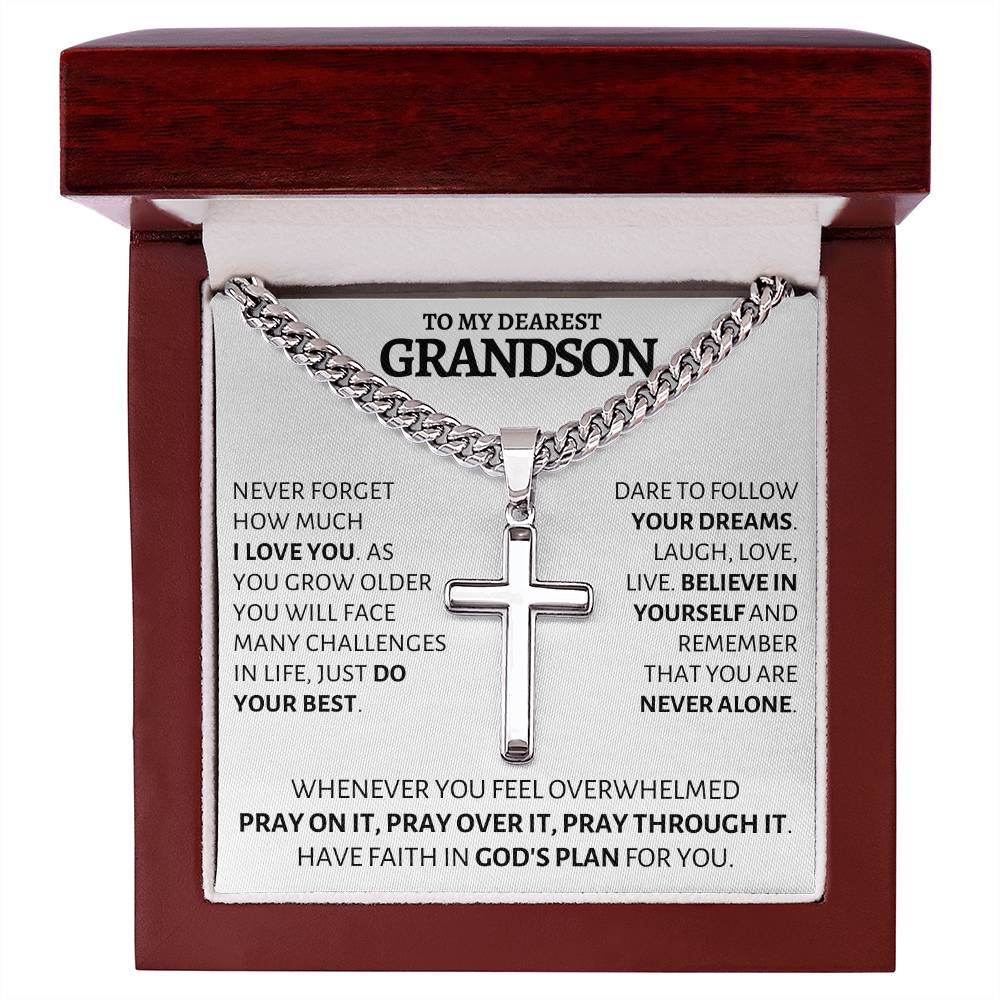 Grandson Gifts Cross Pendant | Christian Gift for Grandson from Grandma or Grandpa