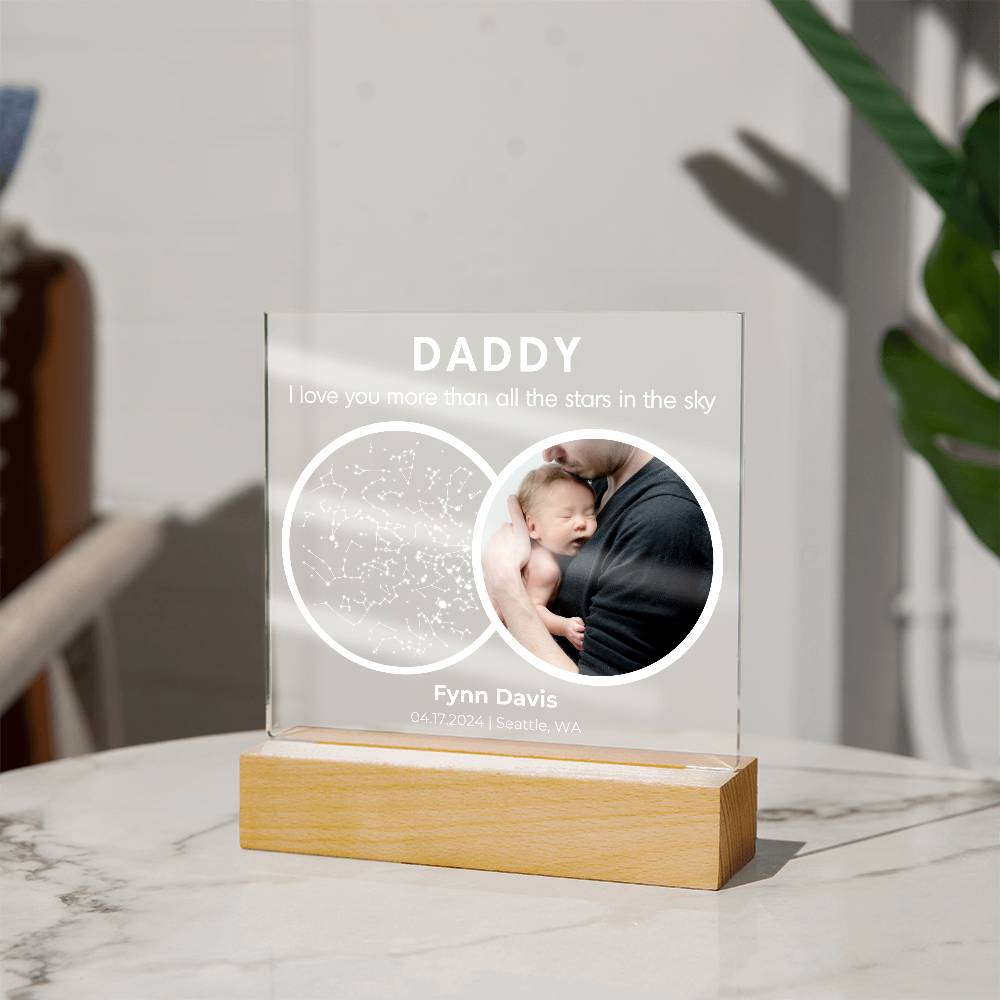 The Day You Became My Dad Custom Star Map Plaque - First Time Dad Christmas Gift, Night Sky By Date Print New Dad Birthday Gift