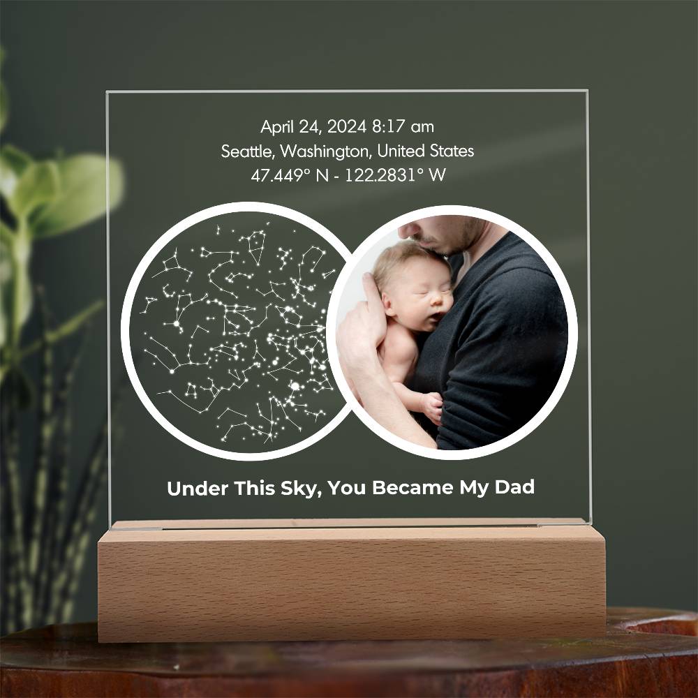 The Day You Became My Dad Custom Star Map LED Light - First Time Dad Christmas Gift, Night Sky By Date Print New Dad Birthday Gift