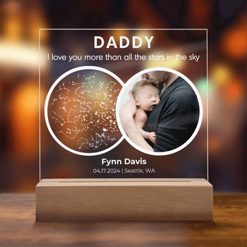 The Day You Became My Dad Custom Star Map Plaque - First Time Dad Christmas Gift, Night Sky By Date Print New Dad Birthday Gift