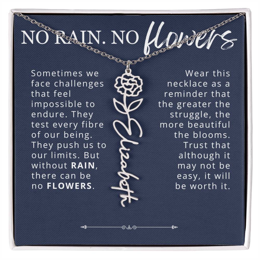 No Rain No Flowers Encouragement Gift for Friend, Personalized Sympathy Gift