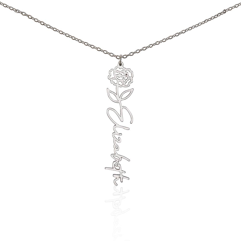 Personalized 13th Birthday Birth Flower Name Necklace