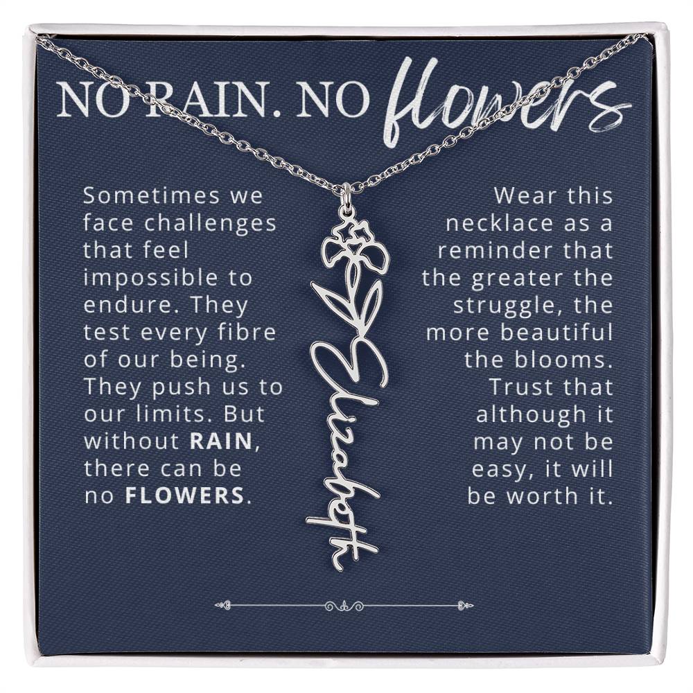 No Rain No Flowers Encouragement Gift for Friend, Personalized Sympathy Gift