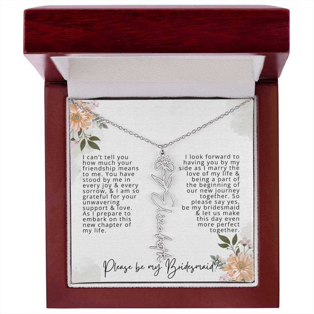 Bridesmaid Proposal Personalized Birth Flower Name Necklace Gift for Bridesmaid