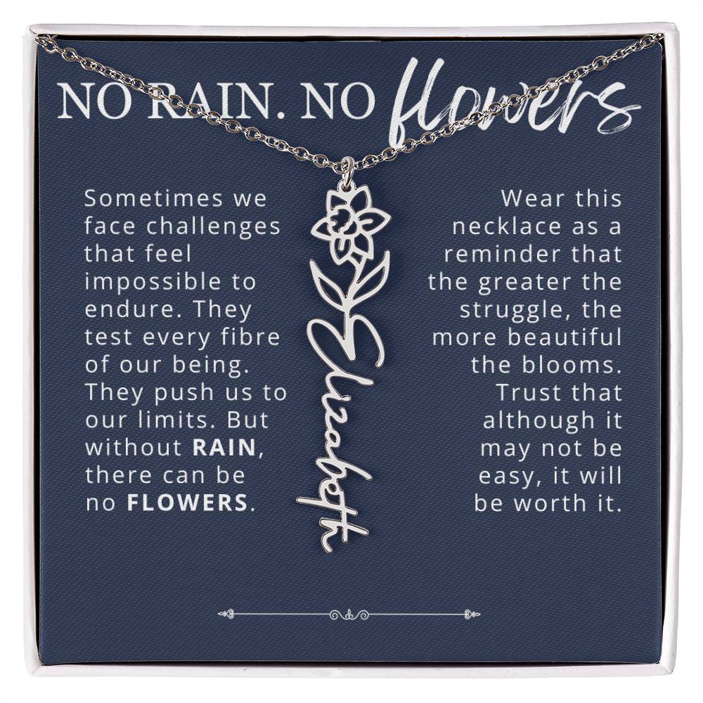 No Rain No Flowers Encouragement Gift for Friend, Personalized Sympathy Gift