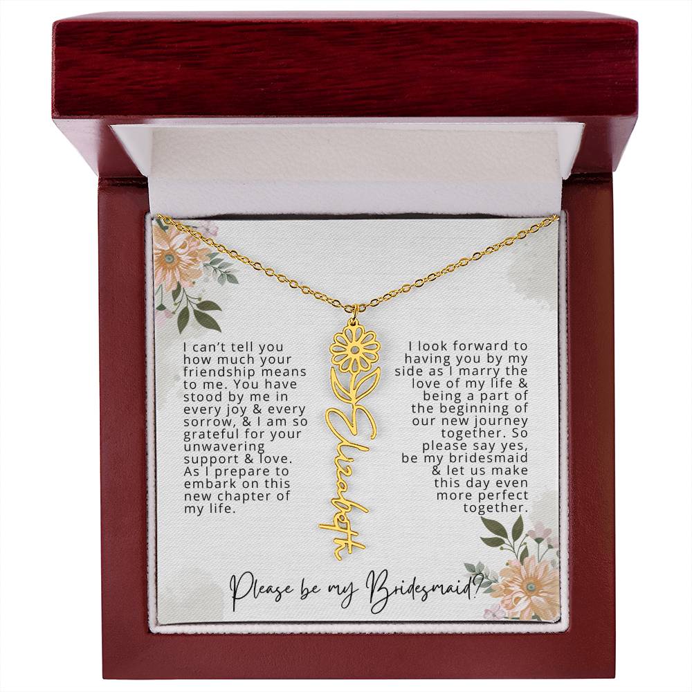 Bridesmaid Proposal Personalized Birth Flower Name Necklace Gift for Bridesmaid