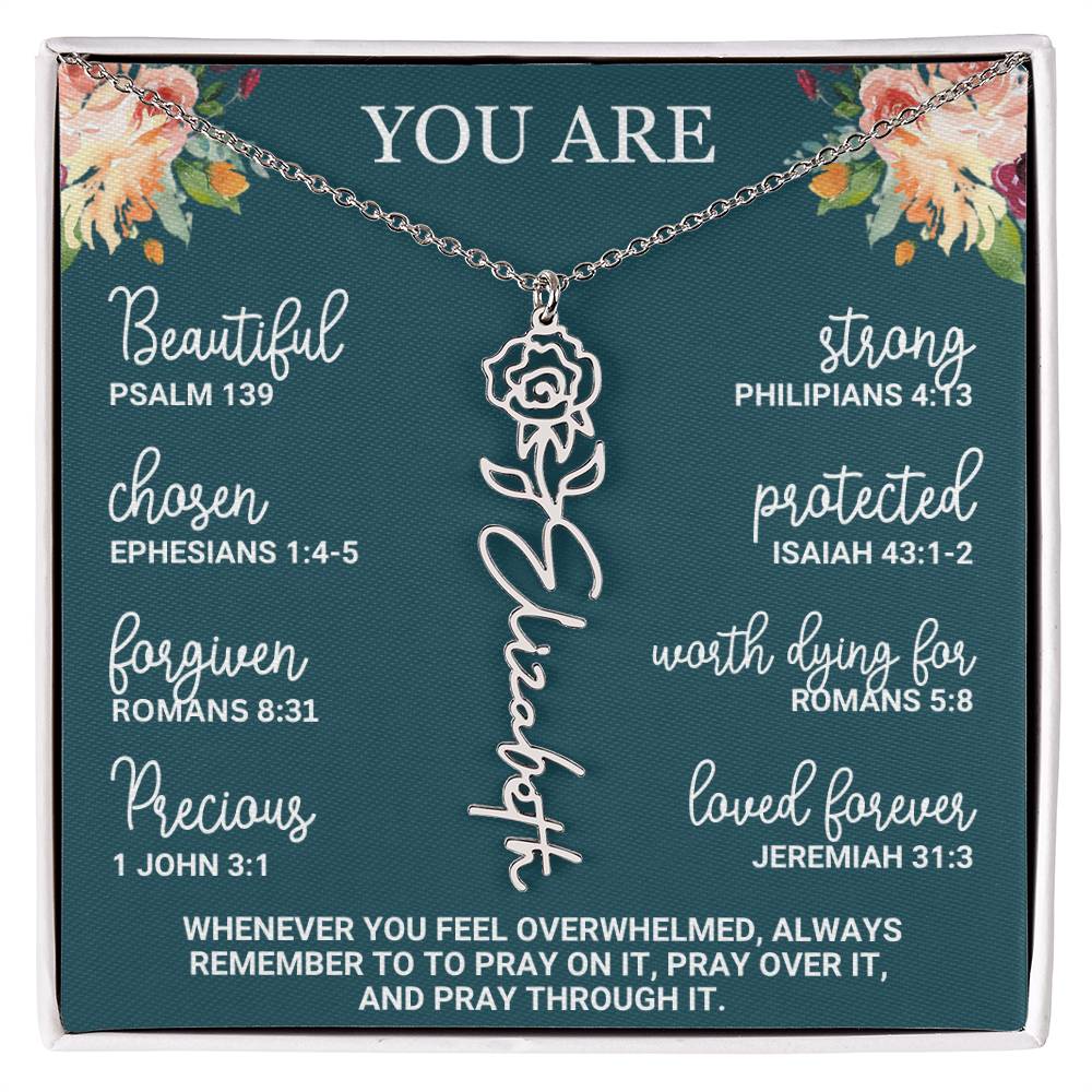 Personalized Birth Flower Necklace Custom Name Necklace Floral Name Necklace Custom Name Jewelry, Personalized Gifts For Her Birthday Gifts