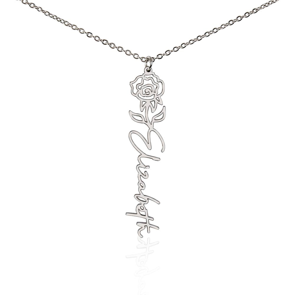 Personalized Birth Flower Name Necklace Encouragement Gift for Her