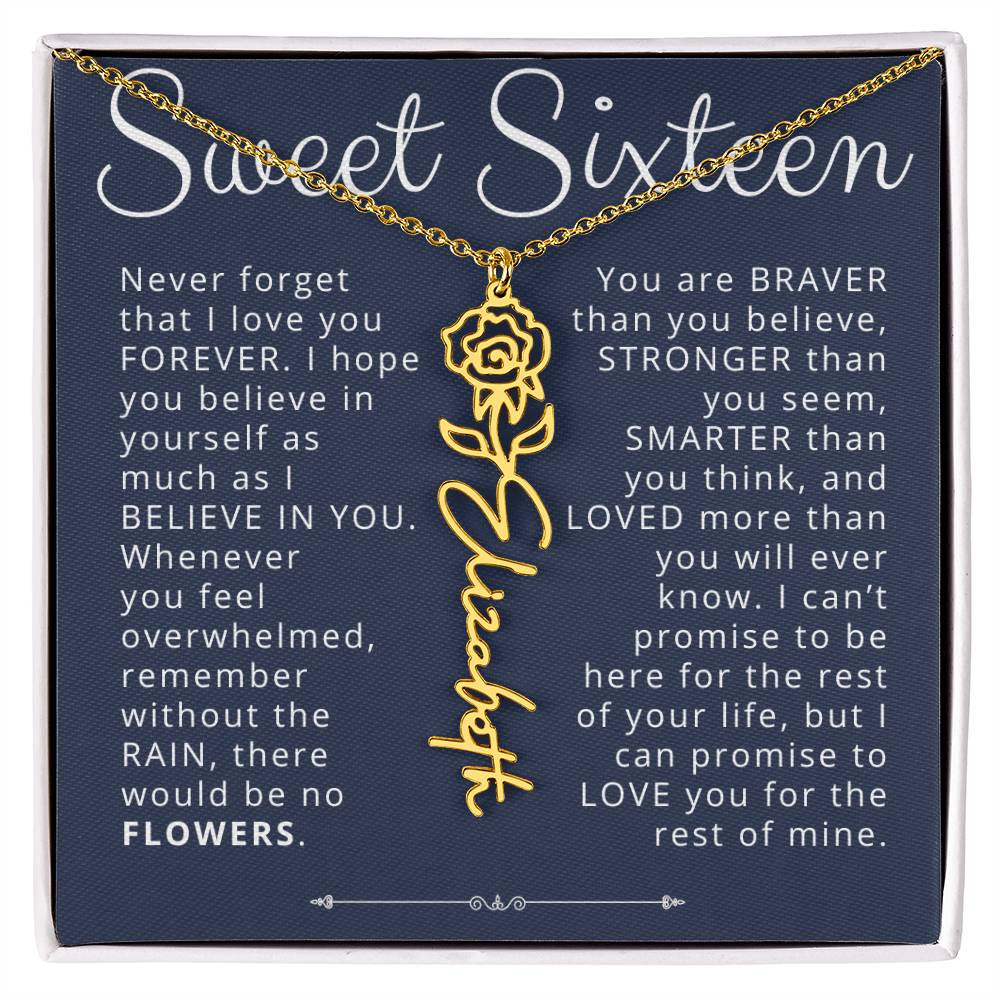 Sweet Sixteen Birthday Gift Birth Month Flower Necklace