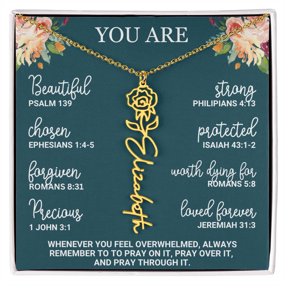 Personalized Birth Flower Necklace Custom Name Necklace Floral Name Necklace Custom Name Jewelry, Personalized Gifts For Her Birthday Gifts