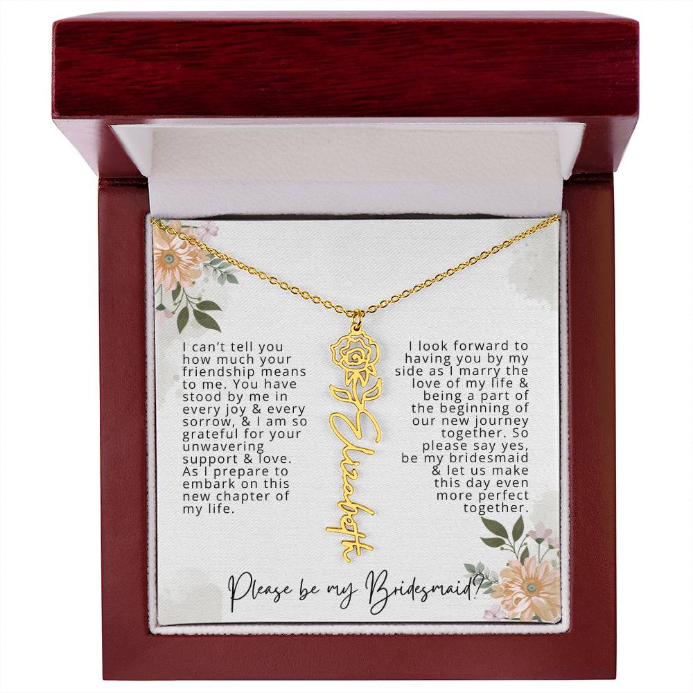 Bridesmaid Proposal Personalized Birth Flower Name Necklace Gift for Bridesmaid