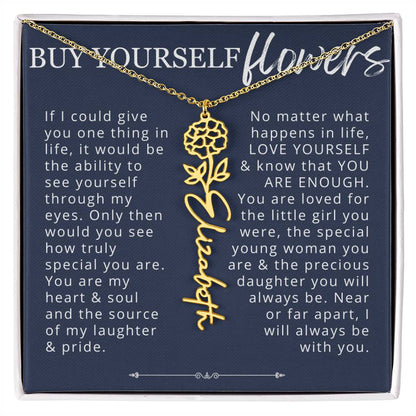 Custom Name Necklace With Birth Flower Gift for Daughter from Dad, Mom Mother Daughter Gift