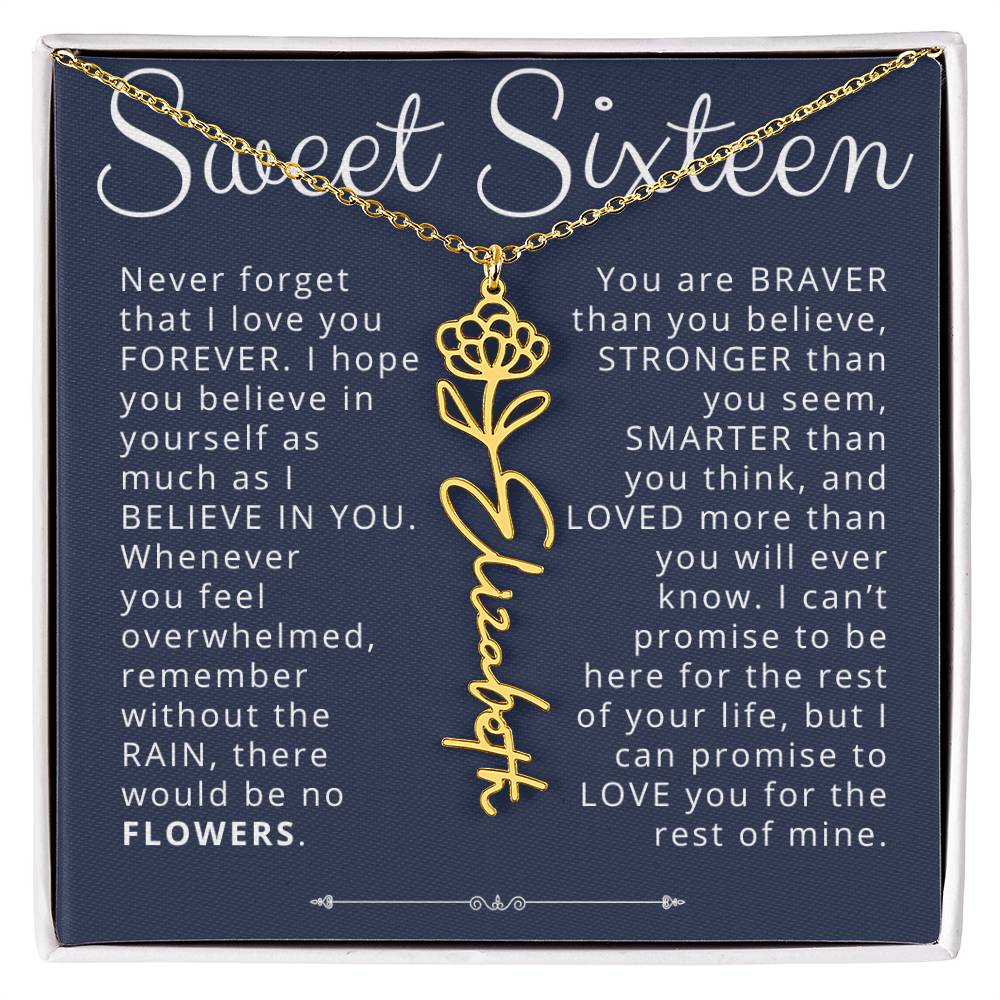 Sweet Sixteen Birthday Gift Birth Month Flower Necklace