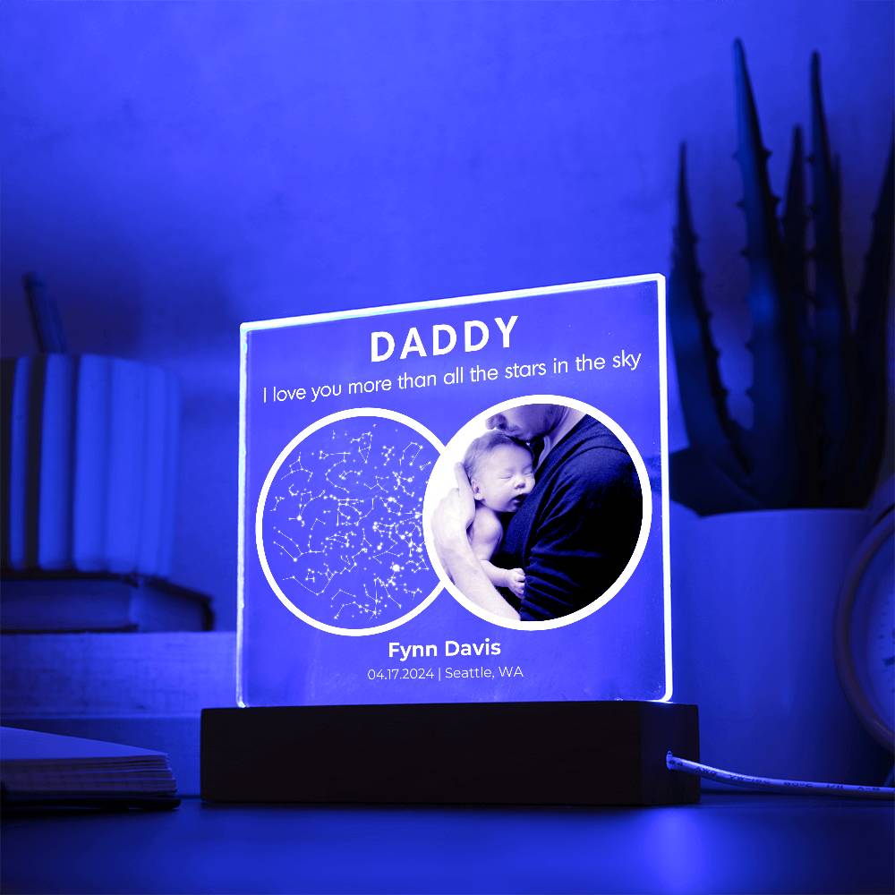 The Day You Became My Dad Custom Star Map Plaque - First Time Dad Christmas Gift, Night Sky By Date Print New Dad Birthday Gift