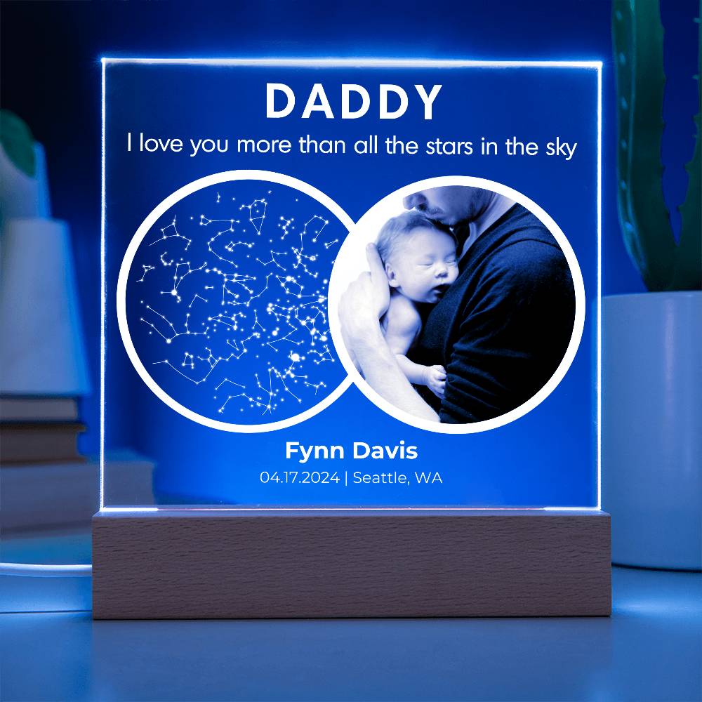 The Day You Became My Dad Custom Star Map Plaque - First Time Dad Christmas Gift, Night Sky By Date Print New Dad Birthday Gift