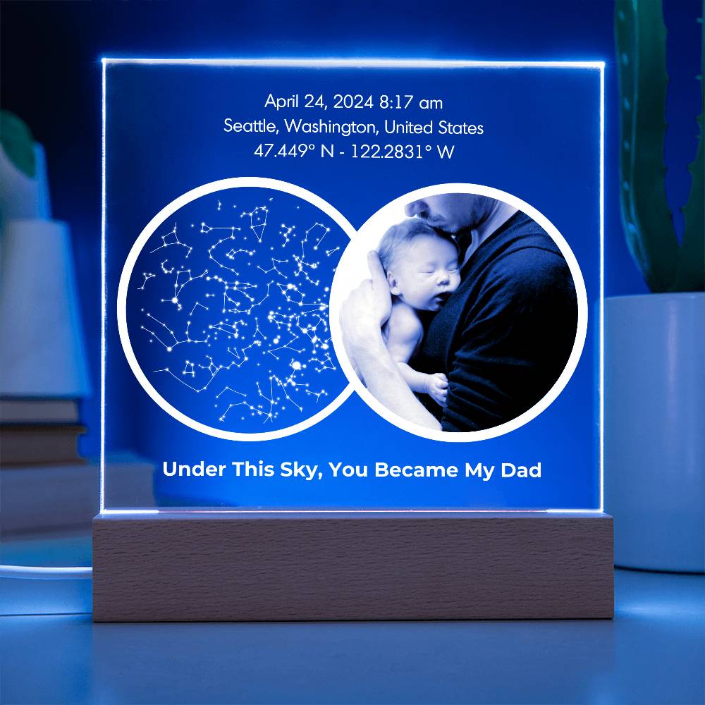 The Day You Became My Dad Custom Star Map LED Light - First Time Dad Christmas Gift, Night Sky By Date Print New Dad Birthday Gift