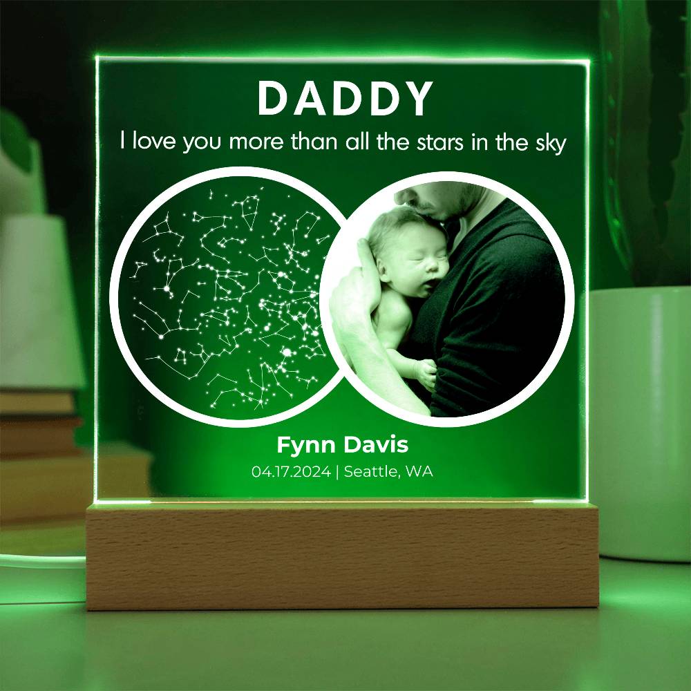 The Day You Became My Dad Custom Star Map Plaque - First Time Dad Christmas Gift, Night Sky By Date Print New Dad Birthday Gift