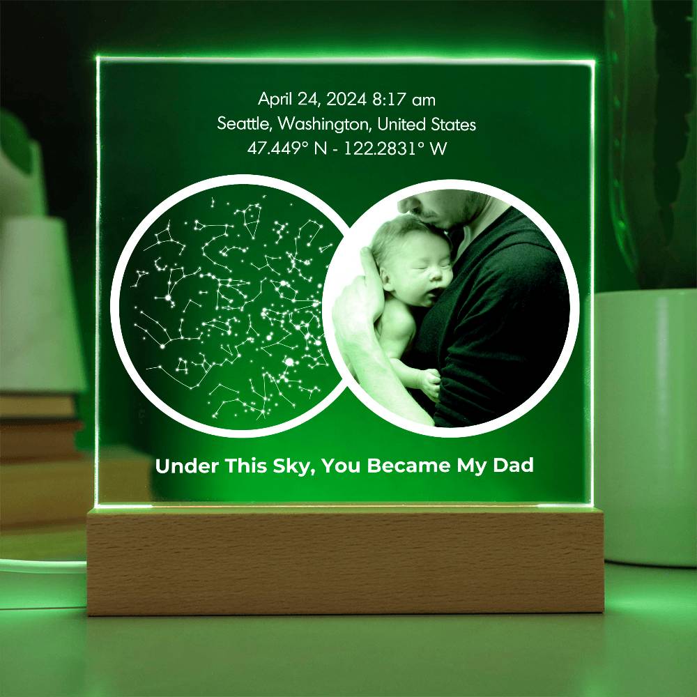 The Day You Became My Dad Custom Star Map LED Light - First Time Dad Christmas Gift, Night Sky By Date Print New Dad Birthday Gift