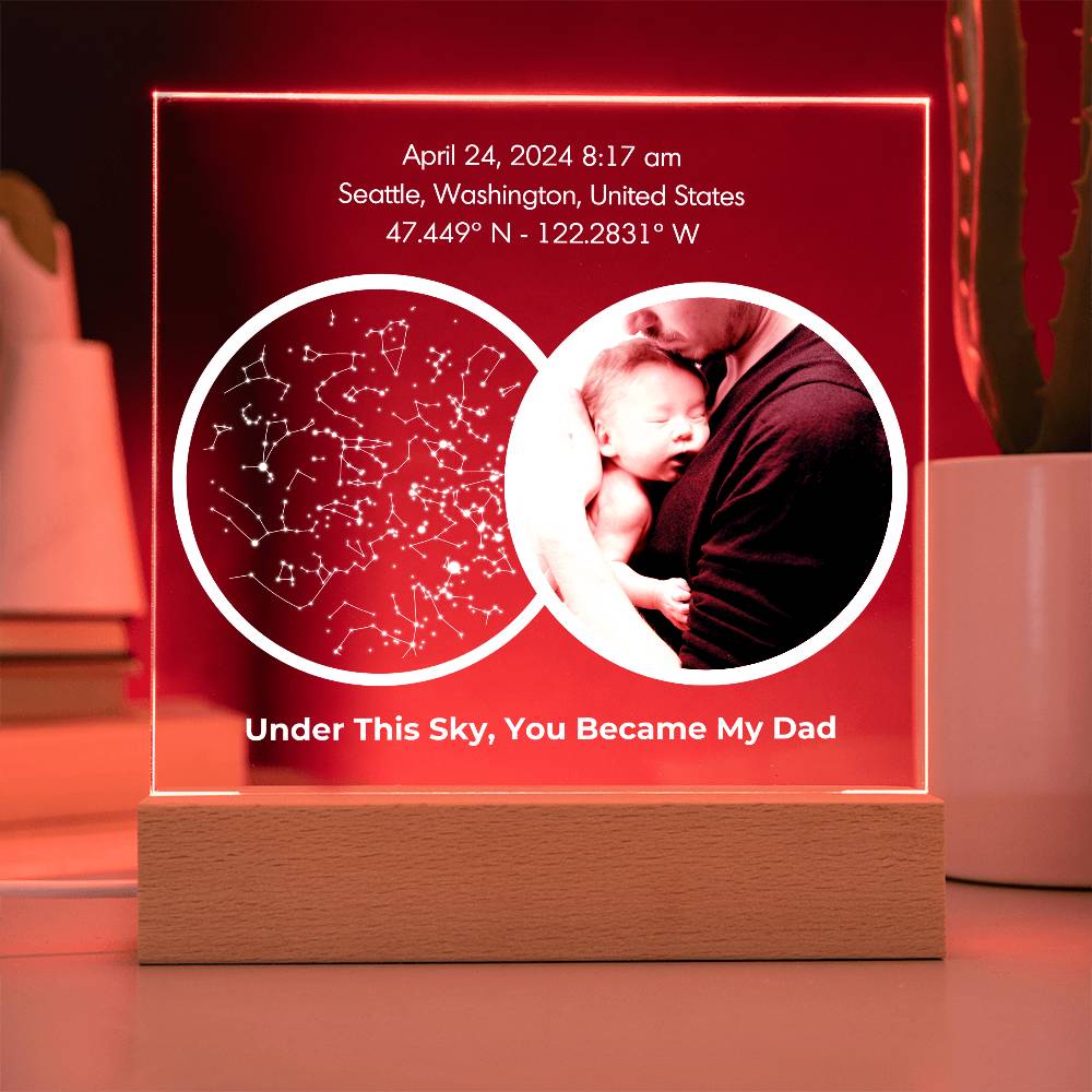 The Day You Became My Dad Custom Star Map LED Light - First Time Dad Christmas Gift, Night Sky By Date Print New Dad Birthday Gift