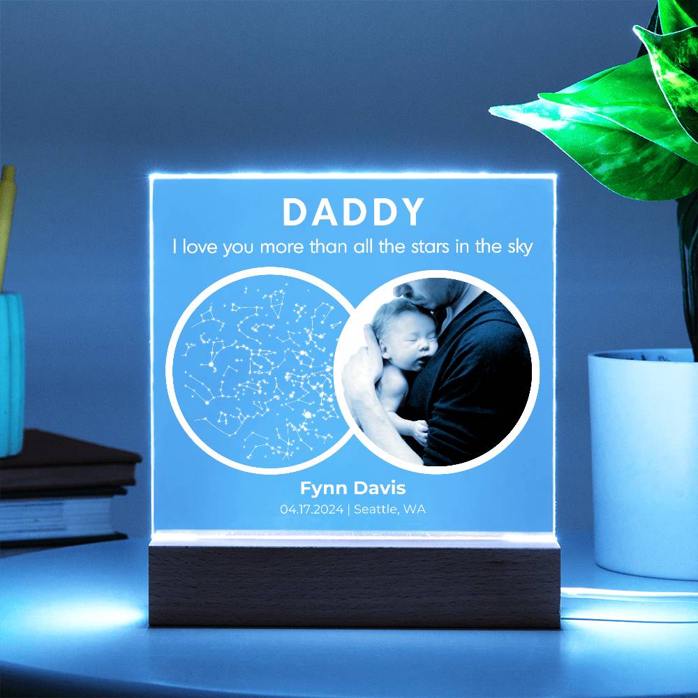 The Day You Became My Dad Custom Star Map Plaque - First Time Dad Christmas Gift, Night Sky By Date Print New Dad Birthday Gift