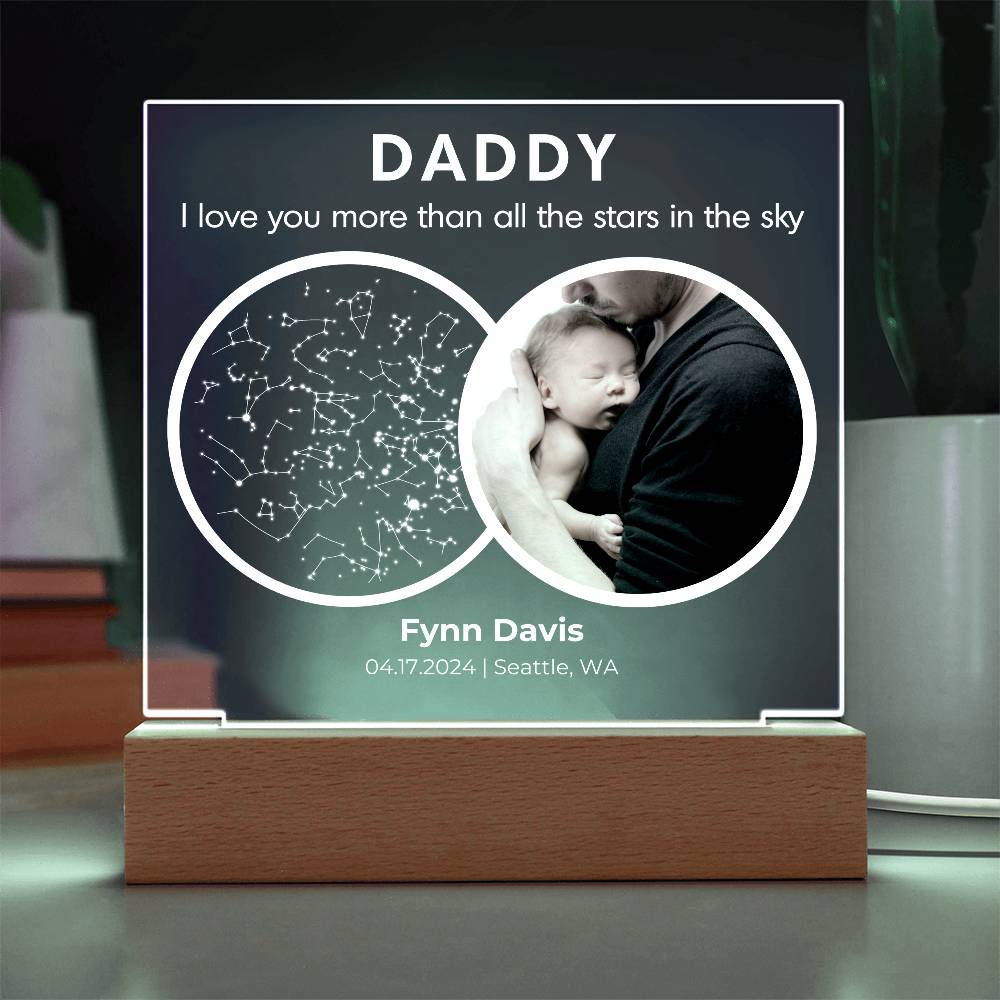 The Day You Became My Dad Custom Star Map Plaque - First Time Dad Christmas Gift, Night Sky By Date Print New Dad Birthday Gift