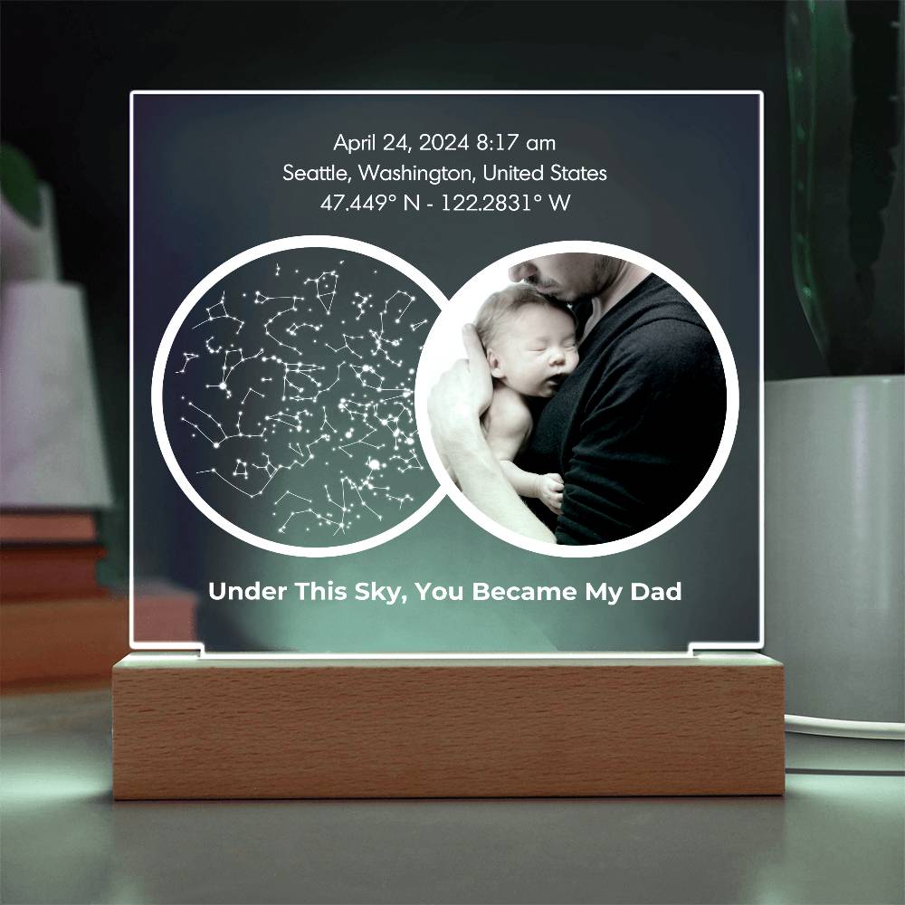 The Day You Became My Dad Custom Star Map LED Light - First Time Dad Christmas Gift, Night Sky By Date Print New Dad Birthday Gift