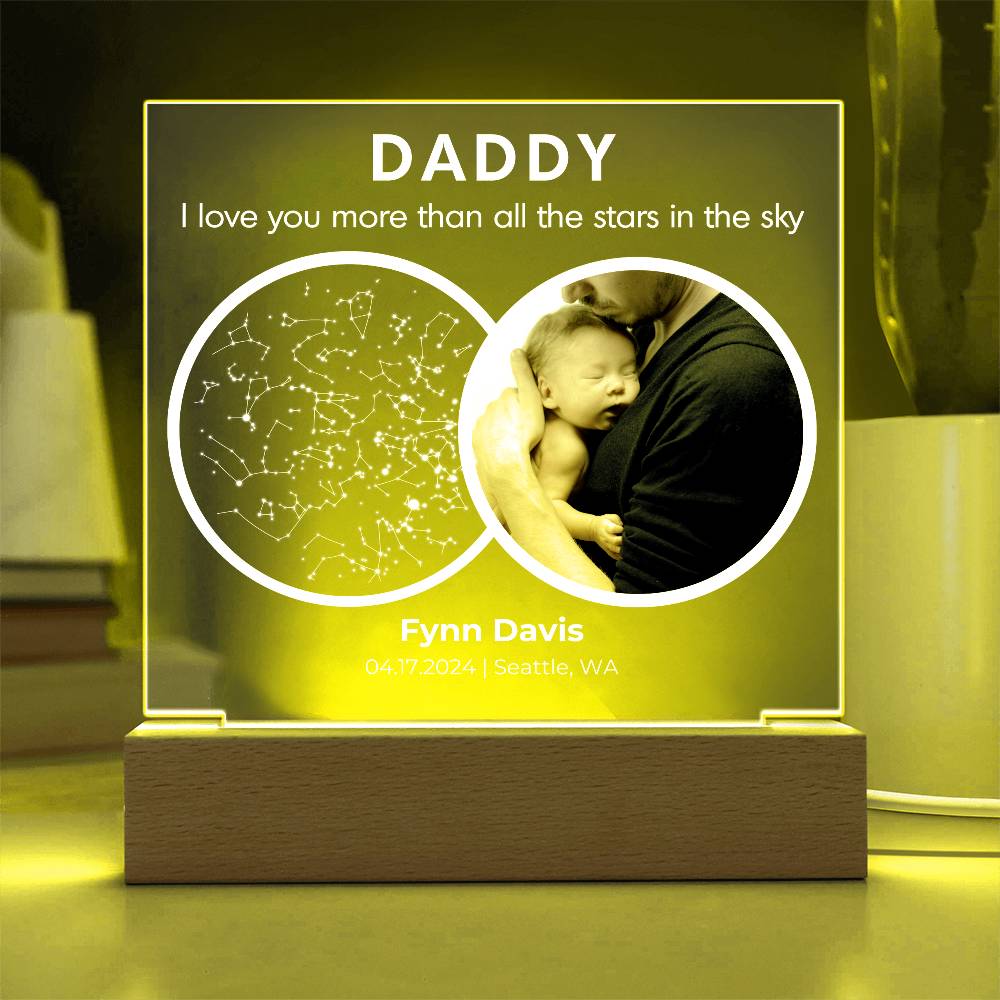 The Day You Became My Dad Custom Star Map Plaque - First Time Dad Christmas Gift, Night Sky By Date Print New Dad Birthday Gift