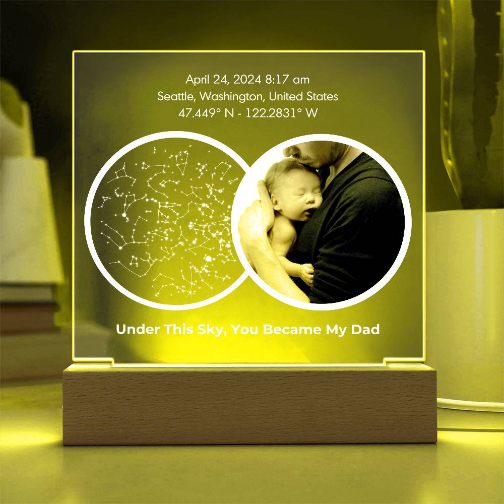 The Day You Became My Dad Custom Star Map LED Light - First Time Dad Christmas Gift, Night Sky By Date Print New Dad Birthday Gift