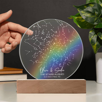 Custom Star Map By Date LGBTQ Rainbow Flag Night Light, Gay Love Couple, Lesbian Couple Girlfriend Gift, Lesbian Engaged Rainbow Star Map