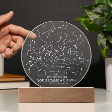 New Citizen Gift Custom LED Light or Plaque Star Map By Date Citizenship Oath Gift