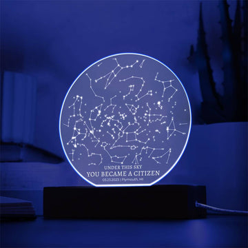 New Citizen Gift Custom LED Light or Plaque Star Map By Date Citizenship Oath Gift