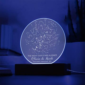 Star Map Night Light Personalized Constellation Map |  Star Map Art | For Her | Stars Chart Anniversary Gift | Star Map Poster | Night Sky