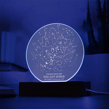 Sobriety Birthday Star Map LED Light