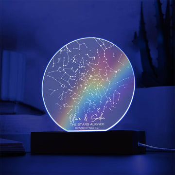 Custom Star Map By Date LGBTQ Rainbow Flag Night Light, Gay Love Couple, Lesbian Couple Girlfriend Gift, Lesbian Engaged Rainbow Star Map