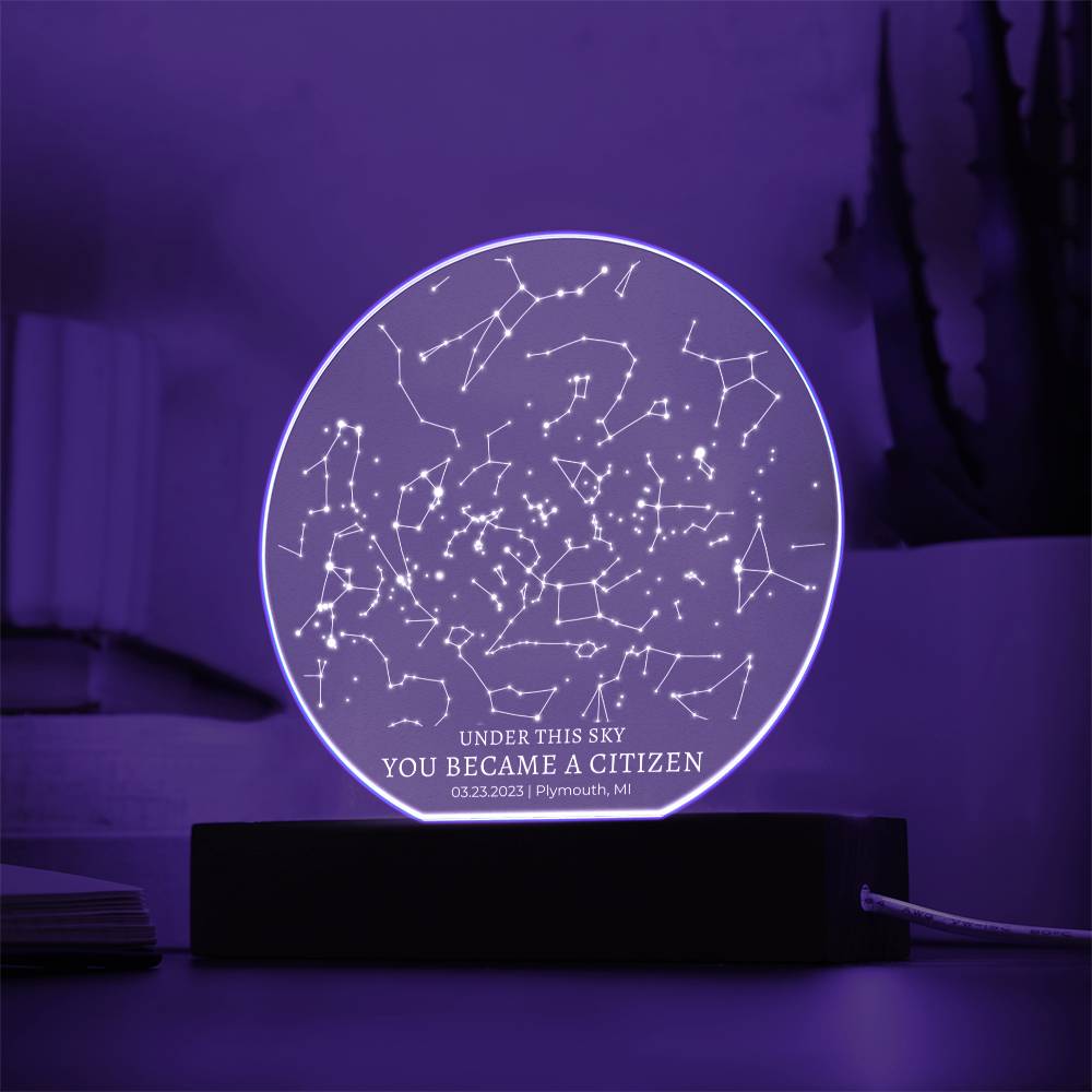 Gift For New Citizen Star Map By Date LED Plaque