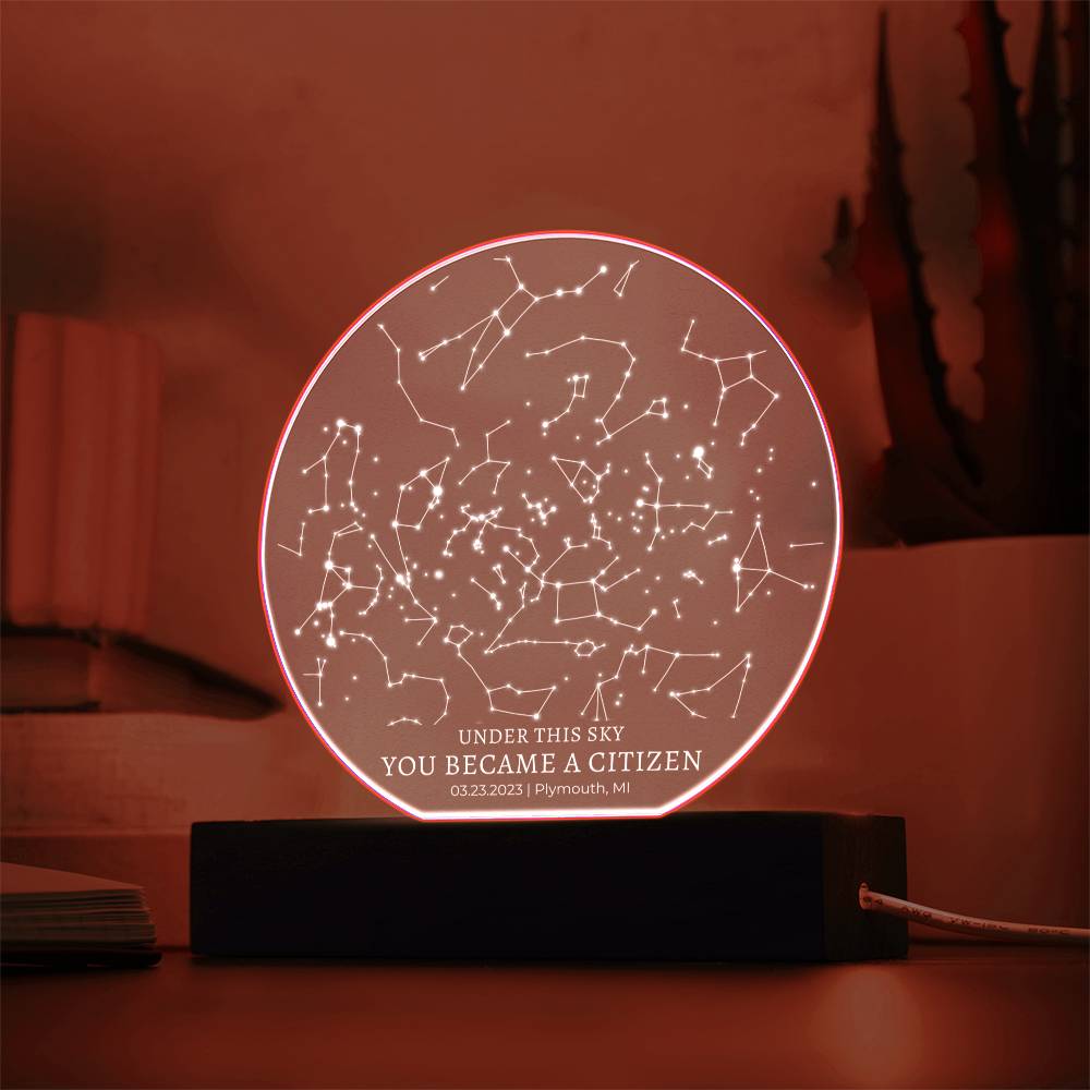 Gift For New Citizen Star Map By Date LED Plaque