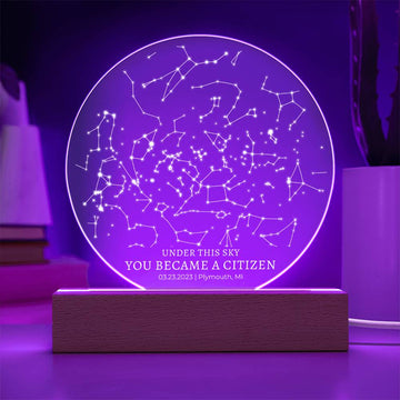 Gift For New Citizen Star Map By Date LED Plaque