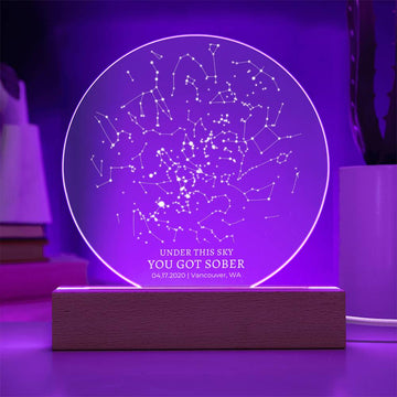 Sobriety Birthday Star Map LED Light