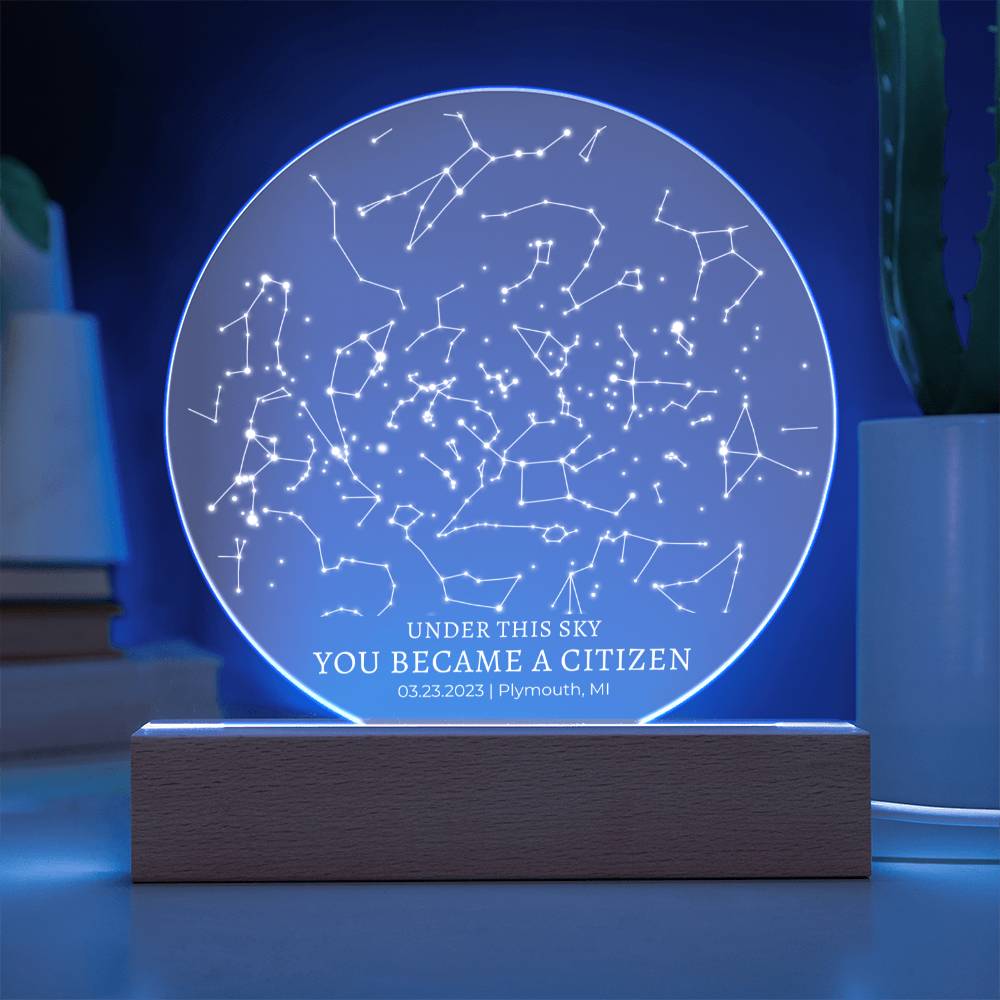 New Citizen Gift Custom LED Light or Plaque Star Map By Date Citizenship Oath Gift