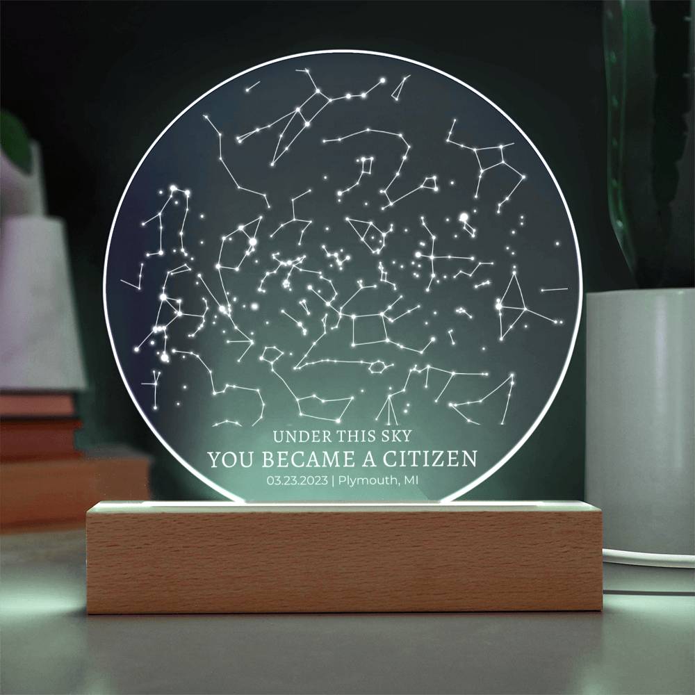 Gift For New Citizen Star Map By Date LED Plaque