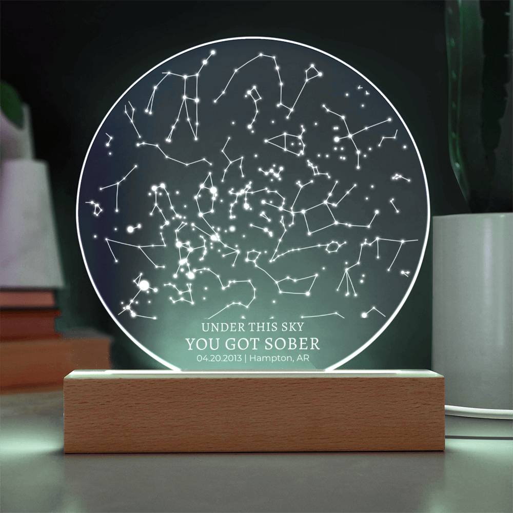 Personalized Sober Anniversary Gift Custom Star Map By Date